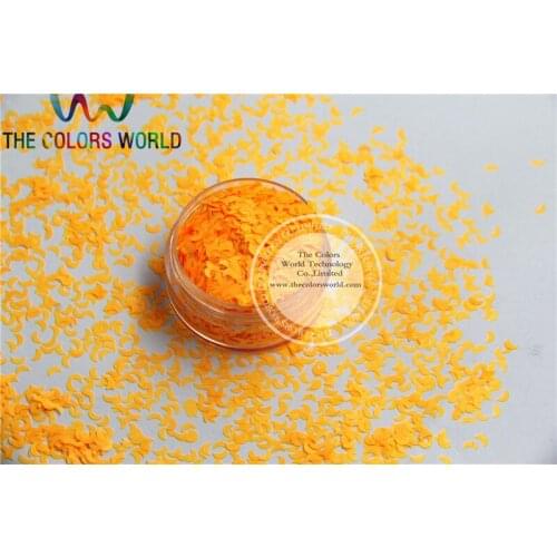 MN-E Solvent Resistant Neon Orange Color MOON Shape Glitter for Nail Polish and DIY decoration 1Pack =50g