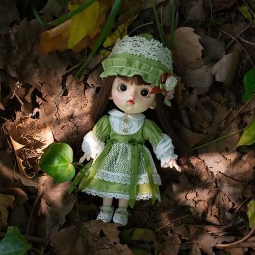 OB11 Baby Green Dress Suit 1/12 BJD Baby Molly Round P9 Dress doll clothes doll accessories