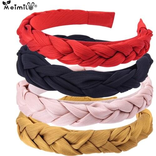 Cartoon wild twist braid hair bands baby headband sweet girls fabric twist braid bow scrunchie handmade cute hair accessories