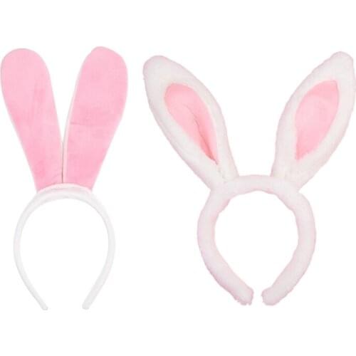 Cartoon Animal Headbands Soft Plush Bunny Ears Hairband Cute Hair Accessories Cosplay Party Creatures Theme Costume