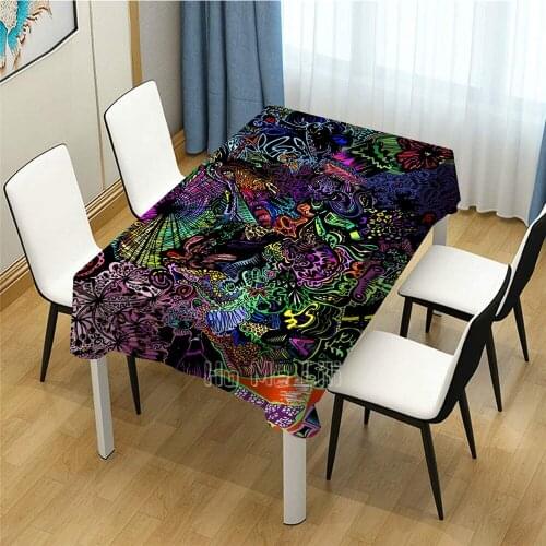 Psychedelic Abstract Patterns Design Rectangle Tablecloth Picnic Bbq Kitchen Dining Decoration