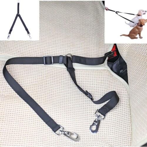 Double Head Ajustable Dog Car Safety Belt Pet Leash Restraint Nylon Leads Harness Safety Collar Lead Pet Travel Clip Products