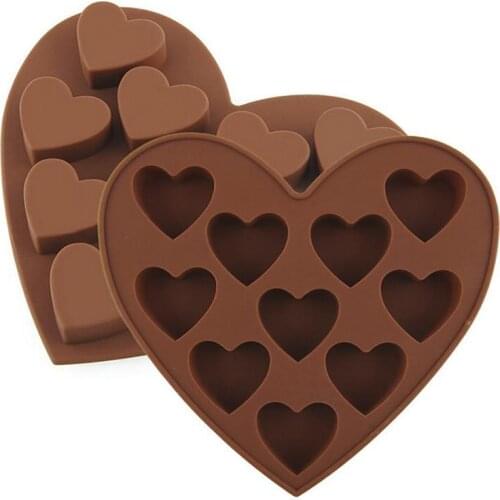 DIY 10 Heart Shaped Mini Chocolate Mold Food Grade Silicone Cake Bakeware Molds For Cake Cookies Fondant Candy Baking Molds