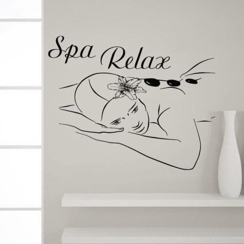 Spa Relax Wall Sticker Vinyl Beauty Salon Body Relax Wall Decals Spa Decor Removable Woman Spa Wallpaper Window Mural AY986