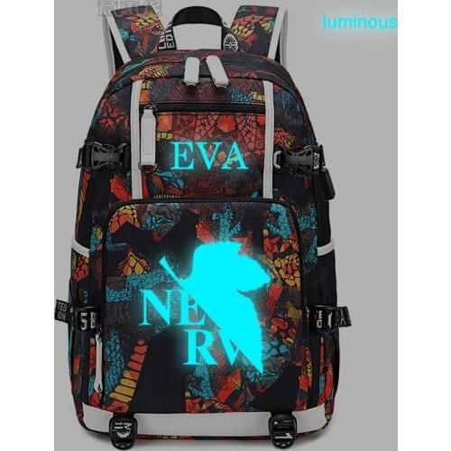 Student schoolbag laptop bag Men Travel bags USB Charging Bruno Bucciarati Oxford EVA luminous Backpack