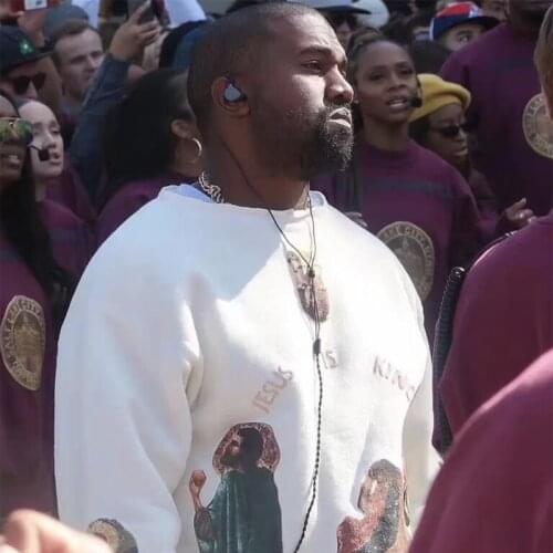Kanye West Sweatshirts Men Streetwear Pullovers Jesus Is King Print Pullover Hoodie Plus Velvet Hip Hop Bieber Sweatshirts
