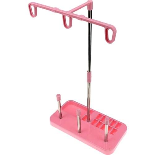 Three Cone Spools Thread Stand Holder for Sewing Machines Serger Pink