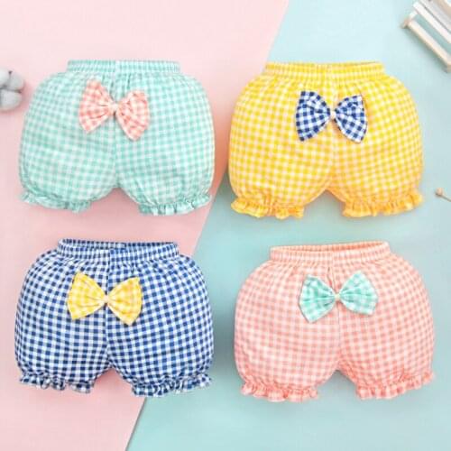 Baby Underpants Girl Infant Fashion Stripe Bow Panties 100% Cotton Children High-Quality Shorts Plaid printing Kids Pants