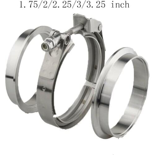 V-Band Clamp 1.75/2/2.25/3/3.25 inch Male/Female Flange Kit V-band Stainless Steel Turbo Exhaust Pipes Car Accessories