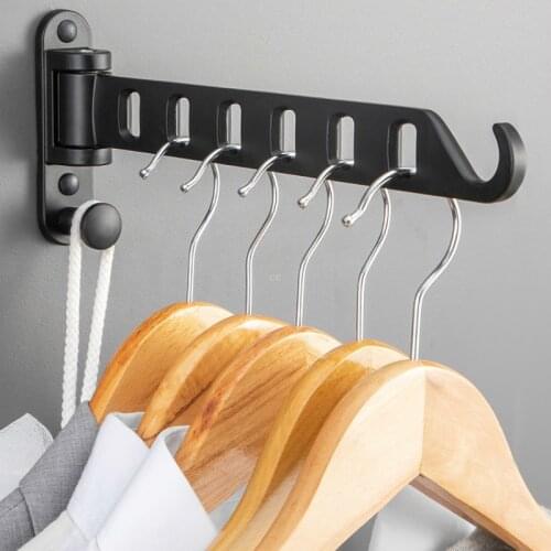Black Metal Folding Clothes Racks Free Perforated Drying Hanger for Home H