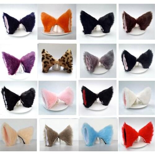 Women Girls Lolita Long Fur Fox Ears Festival Party Cat Ear Anime Cosplay Lovely Neko Hair Clip Halloween