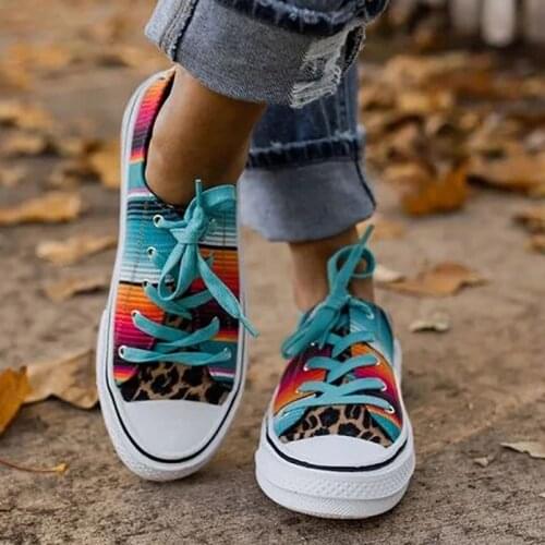 2020 Autumn Women Sneakers New Female Leopard Print Stitching Cute Multicolor Casual Shoes Ladies Fat Lace-up Fashion Footwear