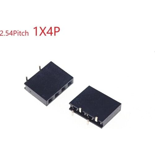 100 pcs 2.54 mm 0.100" Pitch 1x4 4 Pin PCB Female Header Single Row Socket SMT Surface Mount Vertical Board