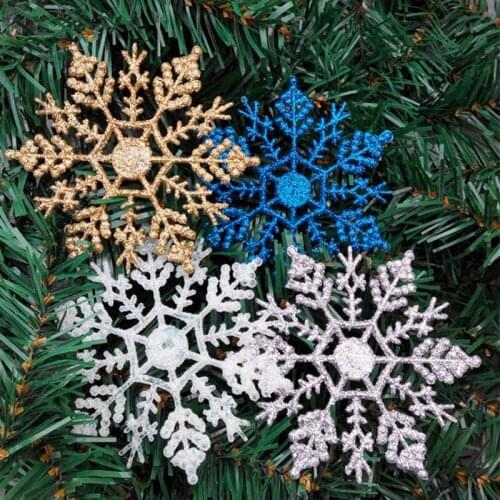 12Pcs 10cm Snowflake Ornaments New Years decor 2019 Christmas Decorations for Home Glitter Snowflakes Christmas Tree Pendants