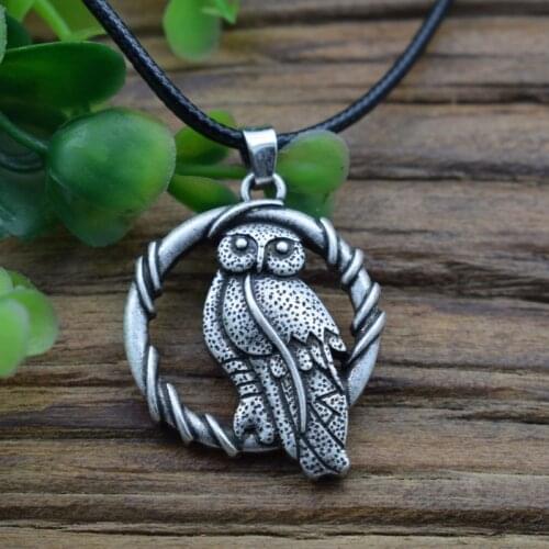 12pcs Norse Celtics vintage Owl necklace with Moon Pendant, Owl Gifts for Her
