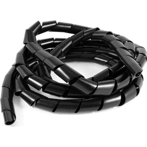 20mm (20M) Black Spiral Cable Wire Wrap Tube Computer Manage Cord Clear Brand New