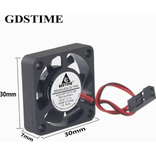 Gdstime 40 Pieces 30mmx30mmx7mm 2Pin Dupont Connector DC 5V 3007 30x30x7mm 3cm Silent Micro Cooling Fan 30mm x 7mm