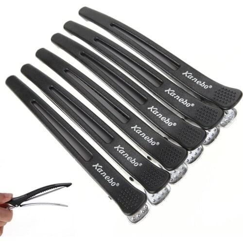 6Pcs/Set Black Holding Hair Styling Clip Flat Duck Mouth Hair Clips Pro Salon Hairdressing Cutting Hairpin Accessories