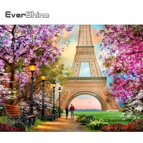 Evershine Diamond Mosaic Tower Cross Stitch Set Diamond Painting Street Picture Of Rhinestone Embroidery Landscape Home Decor