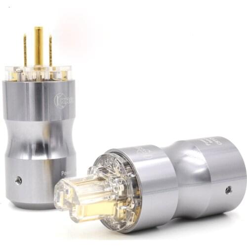 Free shipping one pair Krell pure copper US version power plug 24k gold plated with HiFi power cable