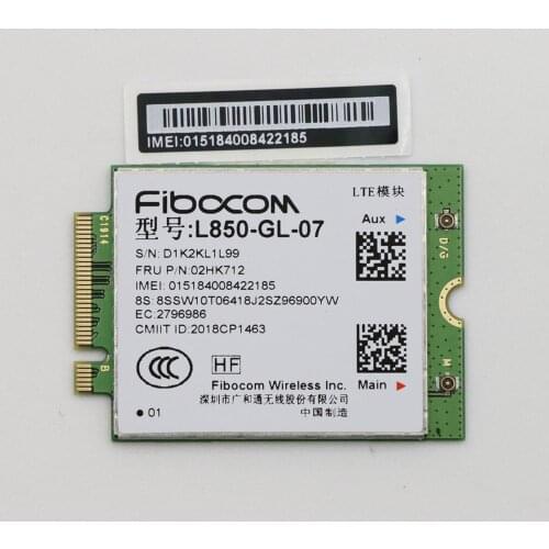 Fibocom L850-GL 4G Wireless M.2 WWAN Card For Lenovo Thinkpad X1 carbon 7th T490 X390 T490S P53s P43s P72 P72S FRU 02HK712