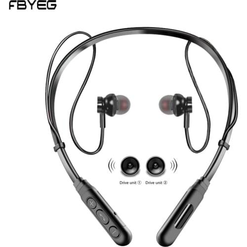 FBYEG Wireless Bluetooth Headphone HD call Hifi Bass Sweatproof Magnetic Earphone Sport Headset Hanging Neck with Microphone