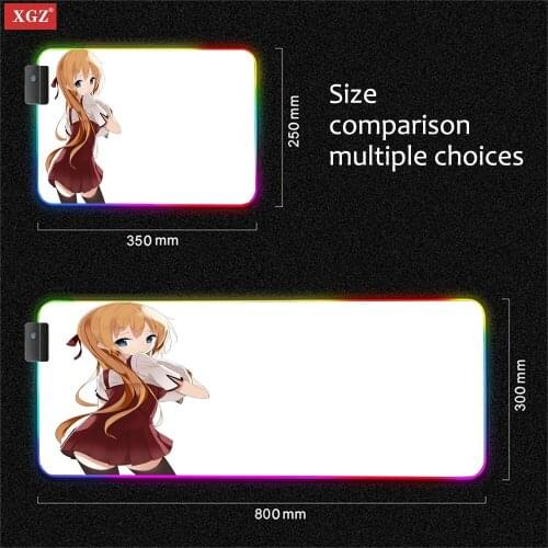 XGZ Cute Girl Anime Large Mouse Pad Is Suitable for Office Desk Mat Luminous LED Gaming Mouse Pad Non-slip High Quality Csgo