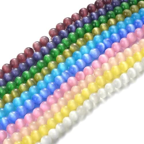 Natural Stone Cat Eye Beads Round Loose Spacer Beads for DIY Jewelry Making Bracelets Necklace Charms Accessories 4/6/8/10/12mm