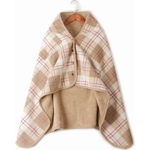 Double Plaid Blanket Multifunction Wrap Shawl Moisture-absorbing Warm office cover leg Blanket lazy buckle shawl blanket