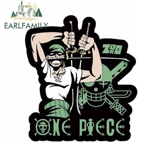 EARLFAMILY 13cm x 11.5cm for One Piece Zoro Fashion Car Stickers and Decals Anime Vinyl Car Wrap Trunk JDM Windshield Decoration