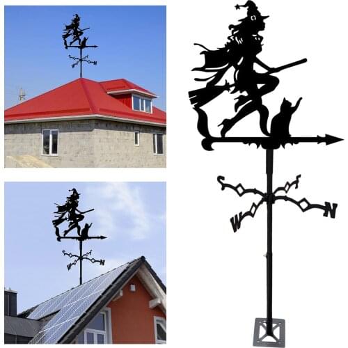 Large Stainless Weathervane Witch Figure Farm Scene Outdoor Garden Professional Measuring Tool Easy Use