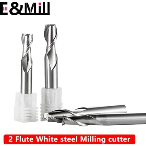 2 flute white steel milling cutter tool Super hard straight shank white steel keyway end mill 2 3 4 5 6 8 10 12 13 14mm 2-edged