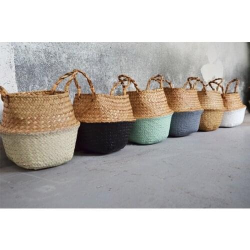 Storage Baskets Laundry Seagrass Baskets Wicker Hanging Flower Pot Baskets Storage Flower Home Pot Panier Storage Baskets