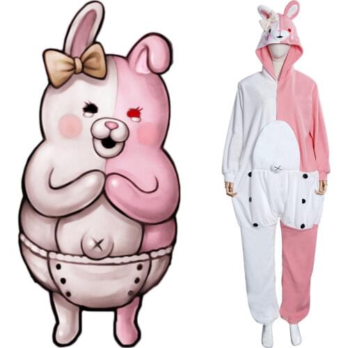 Anime Danganronpa Monokuma Cosplay Costumes Pajamas Sleepwear Monomi Jumpsuit