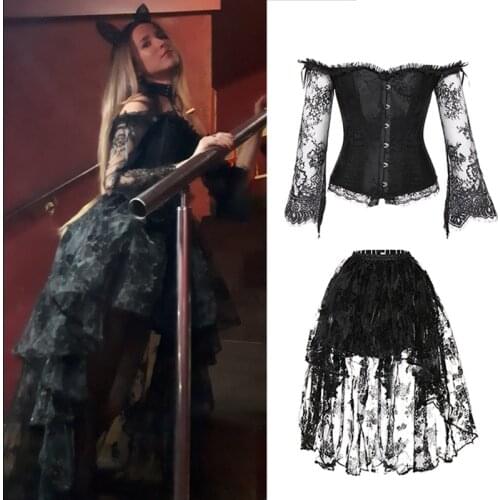 Corset Gothic Bustier Burlesque Tops With Dress Steampunk Boned Gorset Vintage Palace Corselet Body Shaper Tummy Slimming Sheath