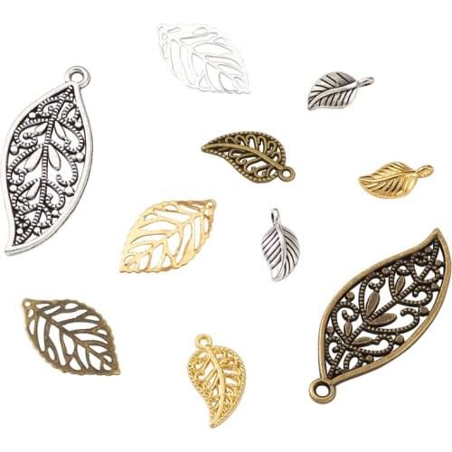 290pcs Metal Hollow Leaf Charms Mixed Color Leaves Shape Pendants For Earrings Necklace DIY Jewelry Making Findings Accessories