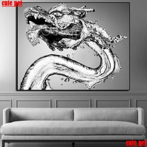 5D Diy Diamond Painting set Modern abstract water dragon CrossStitch Kits Diamond Mosaic Embroidery round drill Decor gift large