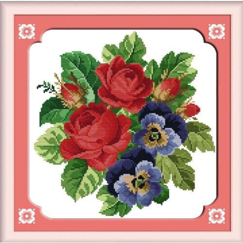 Orchid & Rose cross stitch kit flower 18ct 14ct 11ct count printed canvas stitching embroidery DIY handmade needlework