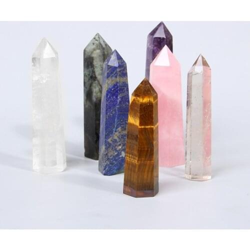 Natural Clear Crystal rose White Quartz Labradorite Cluster Points pillar column Terminated Wand Specimen Healing Reiki mineral