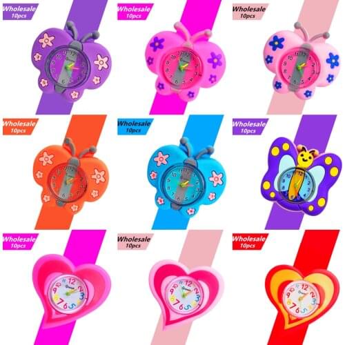Factory Wholesale 10pcs Butterfly Watch Children Watch Student Time Clock Red Love Model Digital Kids Watches Girl Birthday Gift