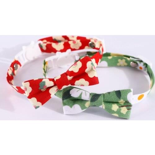 Flower Cat Collar Breakaway With Bowtie Floral Patterns Adjustable Safety Kitten Collars for Pets Puppy Dogs Spring Design
