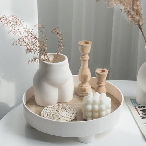 Nordic Plastic Tray Round Household Sundries Cosmetic Storage Tray Aromatherapy Decoration Storage Tray Wooden Ins Wind