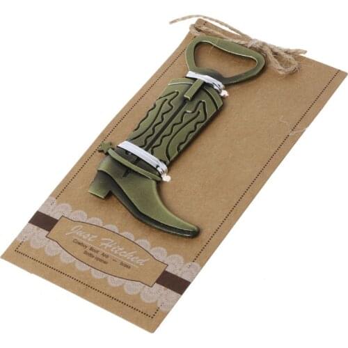 Just Hitched Cowboy Boot Bottle Opener Western Birthday Wedding Favor Party Cute
