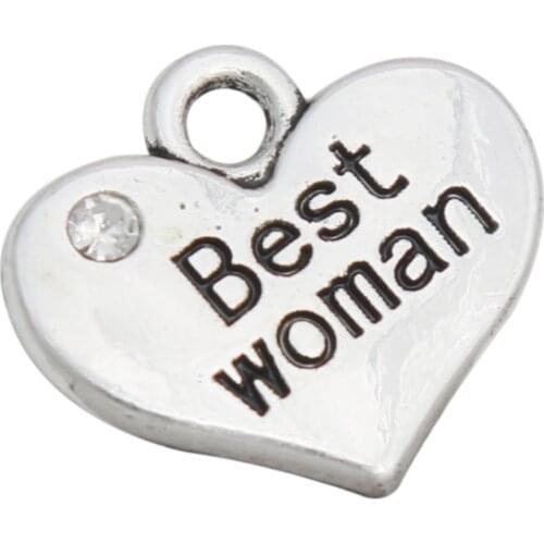 RAINXTAR Fashion Alloy Double Side Heart Best Woman Charms 15*17mm 50pcs AAC1928