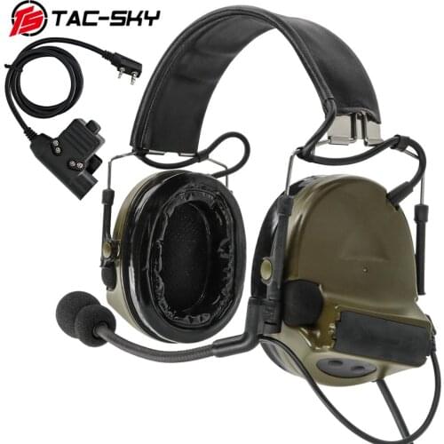 TAC-SKY COMTAC II silicone earmuffs outdoor hunting sports noise reduction pickups tactical headphonesFG + U94 Kenwood plug PTT