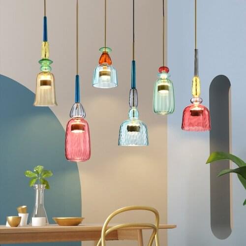 Nordic LED Pendant Lights for Home Candy Design Decoration Lamps Living Room Indoor Glass Hanging Lamp Pendant Lighting Fixtures