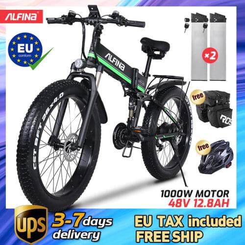 ALFINA 2021 NEW Folding Electric Mountain Bike 1000W Super Neve Electric SnowBike Ebike 48V Electric Bicycle Increase Tires