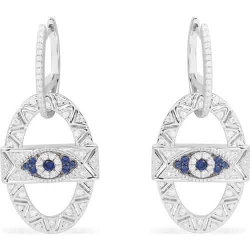 SOELLE Fashion 925 Sterling Silver Evil Eye Chain Link Hoop Earrings Micro Zirconia Stone Women April New SYMBOLE Series Jewelry