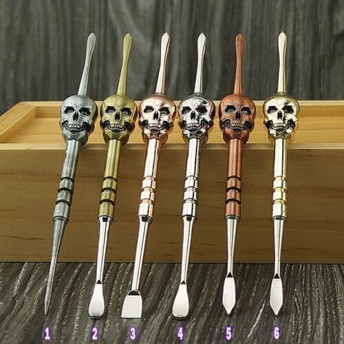 50pcs Bho Skull 120mm Carving Dab wax tool Stainless steel Non stick butane Slick oil Dabber Carver Tools