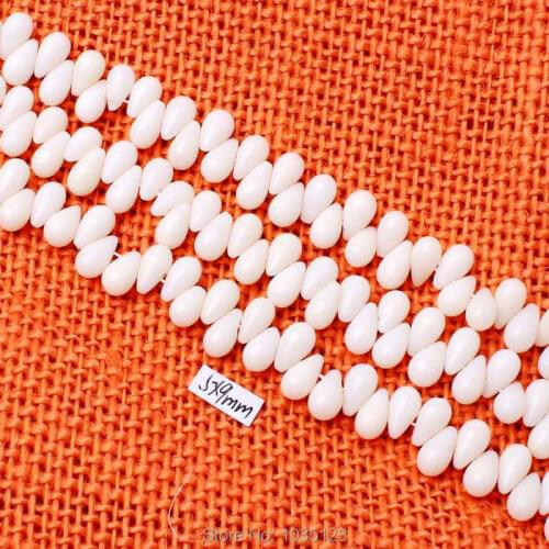 High Quality 5x9mm Smooth Natural White Color Coral Drop Shape Gems Loose Beads Strand 15" DIY Creative Jewellery Making w3042